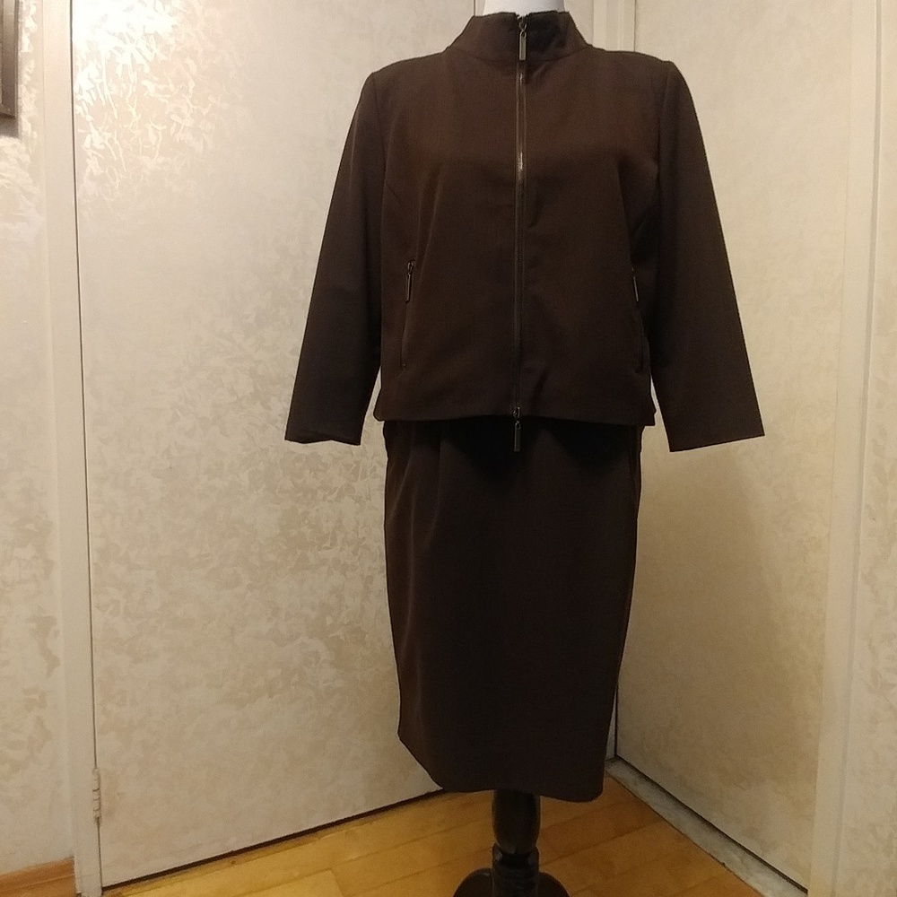 Dark brown blazer and skirt set
